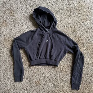 Gymshark Black Cropped Fitted Hoodie
